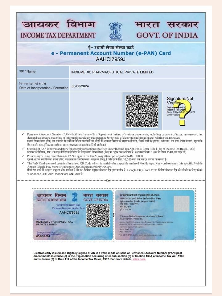 Company Pan Card